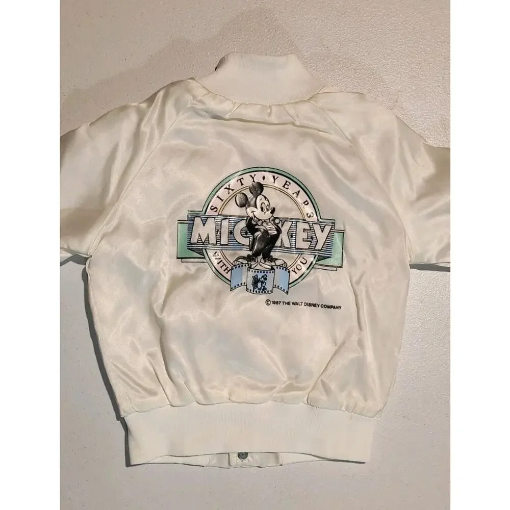 RARE VINTAGE NOS 1987 DISNEY MICKEY MOUSE CHALK LINE SATIN JACKET W/ HANGTAGS